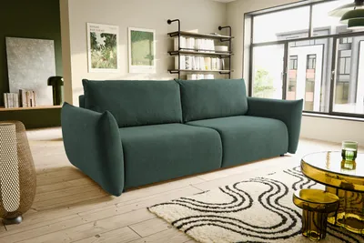 Produktbild von Sofa ISSADORA 234x107 cm – komfortables Sofa mit Schlaffunktion und Bettkasten, CRUZ 37 - Dunkelgrün