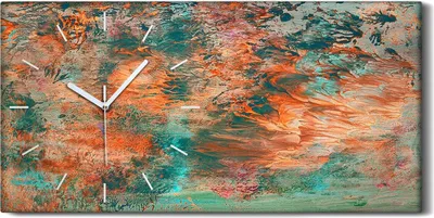 Produktbild von Leinwand Uhr Küche Wohnzimmer Bild Geräuschlos 60x30 Malerei Abstrakte Kunst - weiße Hände