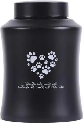 Productafbeelding van Huisdier Crematie Urn - As Urn Herdenking Urn - Huisdier Herdenken - Roestvrijstaal Poot Print - 21 cm Hoog - Zwart