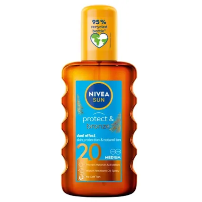 Obrázok produktu pre Nivea Sun Protect & Bronze Aktivačný sprejový olej na prirodzené opálenie SPF20, 200 ml