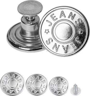 Produktbild von Silberne Jeansknöpfe, 40 Stück, 3 Größen, Metall