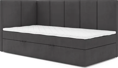 Produktbild von MR GROUP Boxspringbett DENIS MAX 100x200 links Kinderbett Jugendbett Einzelbetten Bett Stauraum Polsterbett Matratze Topper H3 Schlafzimmer dunkelgrau