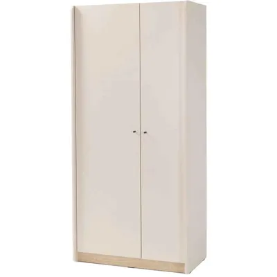 Produktbild von Kleiderschrank ALEX, Drehtürenschrank mit 2 Türen, 90×195 cm, mit Kleiderstange & 8 Einlegeböden, Sandbeige