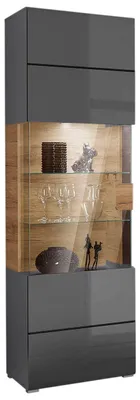 Produktbild von Standvitrine Tartu 60x39,5x204cm Glasvitrine anthrazit Hochglanz Alteiche