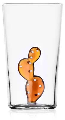 Image de Verre à long drink ambré en forme de cactus