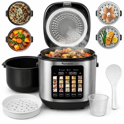 Zdjęcie produktu dla Multicooker parowar kombiwar garnek elektryczny frytownica TurboTronic 20 programów 5L 860W Srebrny