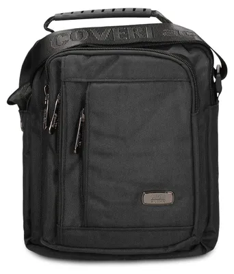 Produktbild von Herren Umhängetasche aus veganem Leder mit Reißverschluss und externen Fächern, 21x9x24 cm