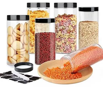 Zdjęcie produktu dla Pojemniki do przechowywania żywności zestaw 6 sztuk plastikowe kuchnia