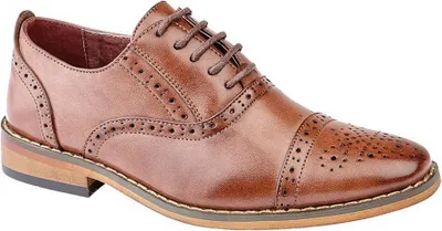 Image de Goor - Chaussures basses pour hommes, cuir, cordon coupé DF4591 (48 EU) (Marron moyen)