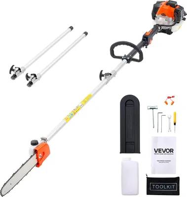 Produktbild von VEVOR Benzin-Hochentaster 25ccm 2-Takt, Motorsäge, Teleskopsäge mit 2,12–3,62 m ausziehbarer Stange, 30,5 cm Schwert, 650 ml Kraftstofftank, für ein kraftvolles Sägen in hohen Baumkronen