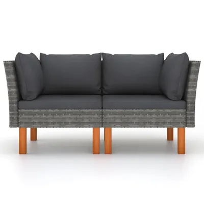 Produktbild von vidaXL Ecksofas 2 Stk. Poly Rattan und Eukalyptus Massivholz