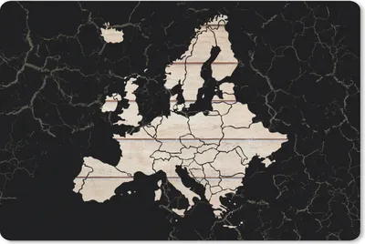 Obrázok produktu pre Podložka pod myš - Mapa Európy - Čierna - Drevo - 60x40cm - Rohožka pod myš