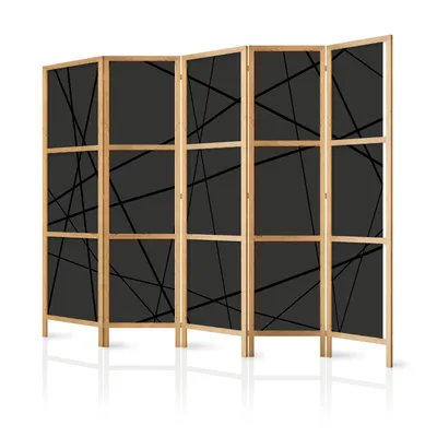 Produktbild von Paravent XXL 225x171 cm 5-teilig einseitig eleganter Sichtschutz Raumteiler Trennwand Raumtrenner Holz Design Motiv Deko Home Office Abstrakt braun a-A-0521-bh-c