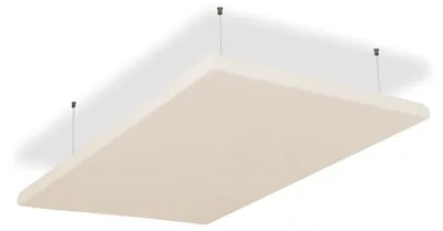 Produktbild von SILENT4® Schallabsorber Decke 114x72x5cm Akustikbild Akustikpaneele aus Akustikvlies, Seilmontage, messbar verbesserte Raumakustik durch Akustikplatten mit waschbarem Stoffbezug in Cremeweiß