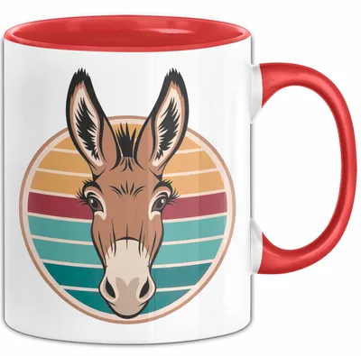 Produktbild von Retro Esel Tasse Geschenk Lustige Geschenkidee Spruch (Rot)