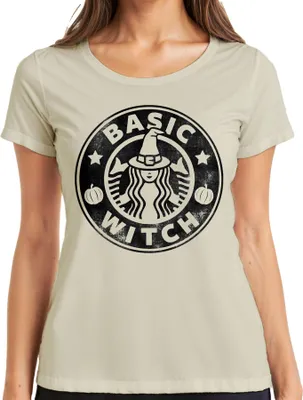Produktbild von BASIC WITCH Halloween Hexe Kürbis Geschenk Damen Lustig Coole Damen T-Shirt, Natur, XL