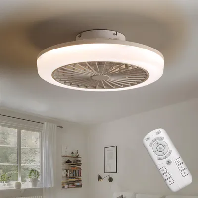 Produktbild von Sofucor 46 cm runder weißer Deckenventilator mit Fernbedienung
