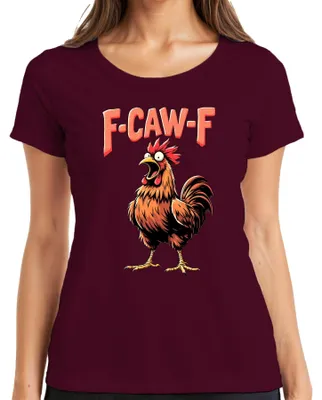 Produktbild von F CAW-F Lustiger Hahn Cartoon Bauernhof Geschenk Vintage Humor Damen T-Shirt, Burgundy, XL