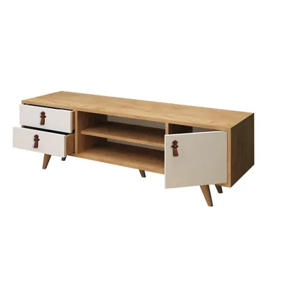 A TV cabinet with two drawers and a cabinet door.