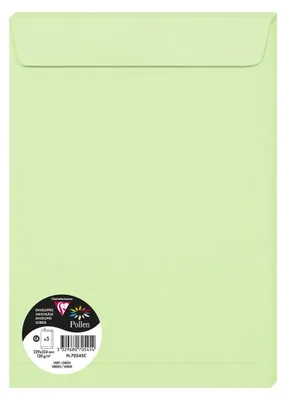 Immagine prodotto di Busta colorata Clairefontaine C4, autoadesiva, 5 pezzi, verde chiaro, C4
