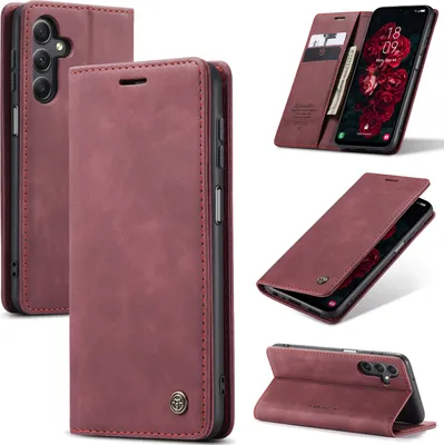 Produktbild von Galaxy A25 Hülle, Retro Kunstledertasche mit Standfunktion Schutzhülle für Samsung Galaxy A25 5G Rot
