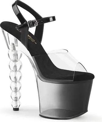 Produktbild von BLISS-708-1BC Pleaser High Heels Plateausandaletten Perlanabsatz klar schwarz