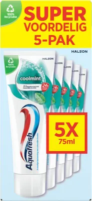 Obrázok produktu pre Aquafresh Zubná pasta Coolmint - Svieža a ochranná - Hodnotné balenie - 5 túb - 1 kus
