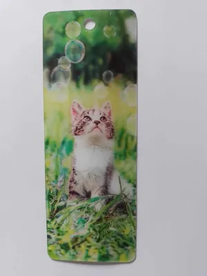 Produktbild von 3D Lesezeichen Katze mit Seifenblasen, 15x5cm, Wackelbild Wackelkarte Buchzeichen Bookmark Bücher Tier