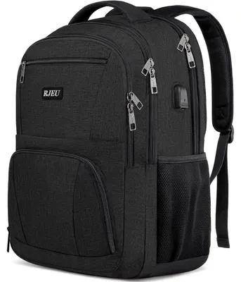Obrázek produktu pro Batoh pro muže, školní batoh pro chlapce a teenagery, batoh na notebook o velikosti 15,6 palců s USB nabíjecím portem, černý