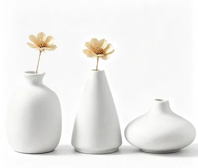 Keramikvasen-Set, 3 weiße Vasen, DIY-Bemalung, 21,5 cm Höhe