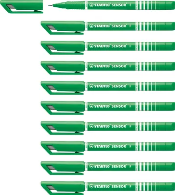 Produktbild von Fineliner mit gefederter Spitze - STABILO SENSOR F - fein - 10er Pack - grün