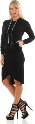 Produktbild von 77-90 2 in 1 Set Longshirt Rock Shirt mit Kapuze Japan Style von Mississhop Schwarz M