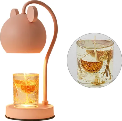 Image de Lampe chauffe-bougie parfumée Ajustable Dimmable Fer Moderne Mignon Electrique Chauffe-Bougie Aroma Lumière pour Bureau EU Plug Rose