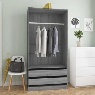 Obrázek produktu pro vidaXL Šatní skříň Grey Sonoma 100x50x200 cm výrobek ze dřeva