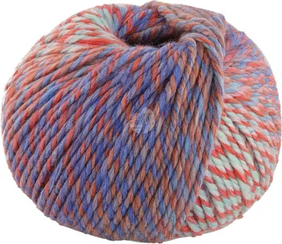 Produktbild von Lana Grossa - Merino Twister 0017 blau tomatenrot rosa minttürkis tonrot graubraun