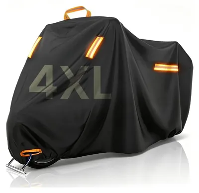 Productafbeelding van Motorhoes waterdicht buiten - 420d polyester - 295 x 110 x 140 cm - Zwart