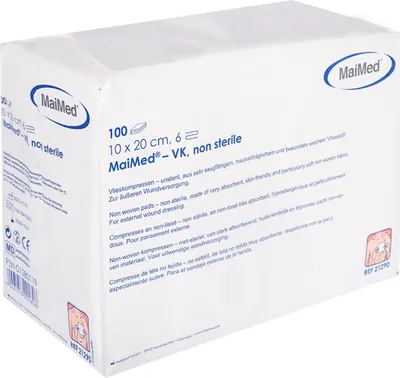 Zdjęcie produktu dla MaiMed-VK-niesterylne kompresy włókninowe 10x20cm 6-krotne, 100 szt./torebka papierowa | opakowanie (100 szt.)