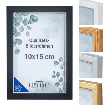 Produktbild von Bilderrahmen Echtholz  EU 10x15 Schwarz mit Glasscheibe Portrait Fotorahmen Holz Kiefernholz Picture Frame