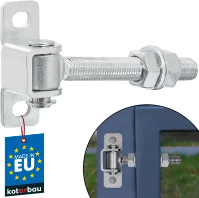 Image de KOTARBAU® Charniere Portail Acier 130 mm M16 Argenté Charnière Réglable pour Portillon Extérieur Gond Portail Lourd avec Plaque de Fixation