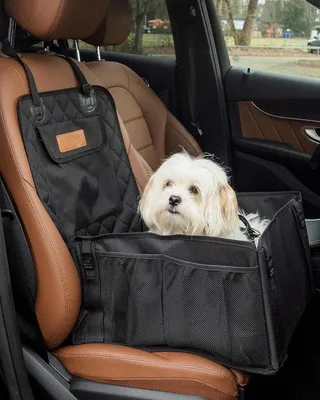 Productafbeelding van Famanu autostoel voor honden - Waterafstotend, voor de achterbank - Hondenstoel voor kleine honden, kleur zwart