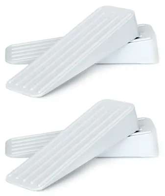 Image de Butées de porte haut de gamme, lot de 4 – Cales en caoutchouc résistantes et antidérapantes, de couleur blanche, adaptées à toutes les surfaces, pour une utilisation à l'intérieur comme à l'extérieur