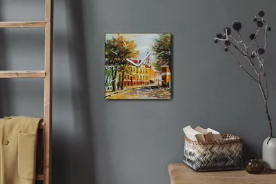 Produktbild von Coloray Hodiny Unikátní 30x30 cm  Tiché hodiny Pro obývací pokoj a kuchyň Nástěnné hodiny Plátno Bílé ručičky hodin - Malovat město na podzim