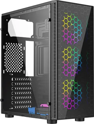 Zdjęcie produktu dla Gembird Fornax 500, Midi Tower, PC, Czarny, ATX, micro ATX, Mini-ITX, uATX, ABS, Szkło, SPCC, Stal, Gaming