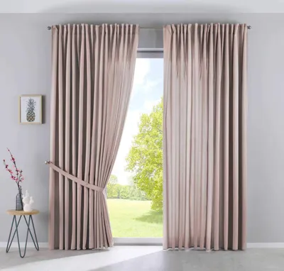 2er Set Vorhänge Cationic JENA, taupe, Leinenoptik, 250x300 cm
