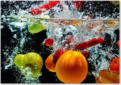 Produktbild von Tulup® Leinwandbild - 100x70 cm - Wandkunst - Drucke auf Leinwand - Leinwanddruck  - Essen & Getränke - Mehrfarbig - Früchte Wasser
