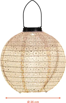 Produktbild von 1.03 Hochwertiger Solar Lampion aus Papier - ca. Ø 25 cm - LED beleuchtet - Farbe: Sand (rund)