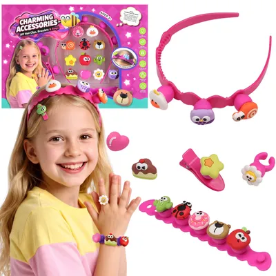 Produktbild von Kreatives Set zum Basteln von Schmuck für Mädchen, DIY-Set für Armbänder, einen Ring und Haarbänder