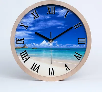 Produktbild von Holzuhr 30fi cm wanduhr - schwarze Spitzen - tropischer Strand