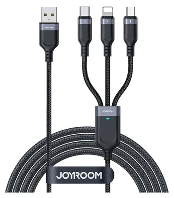 Zdjęcie produktu dla Kabel Joyroom S-A18 3W1 3,5A Usb-A - Lightning+Usb-C+Microusb 1,2M - Czarny