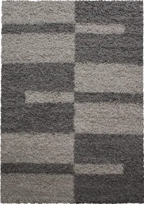 Produktbild von Teppich Wohnzimmer Hochflor Taupe 120x170 Rechteck Kariertes Design